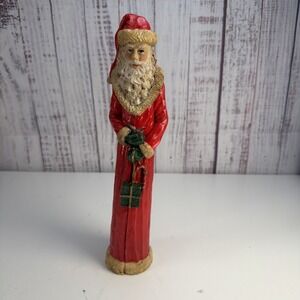 Vintage Artmark Santa Claus Figurine 10" Rustic Red Resin Christmas Decor